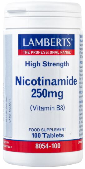 Nicotinamida 250 mg con Vitamina B3 100 Comprimidos